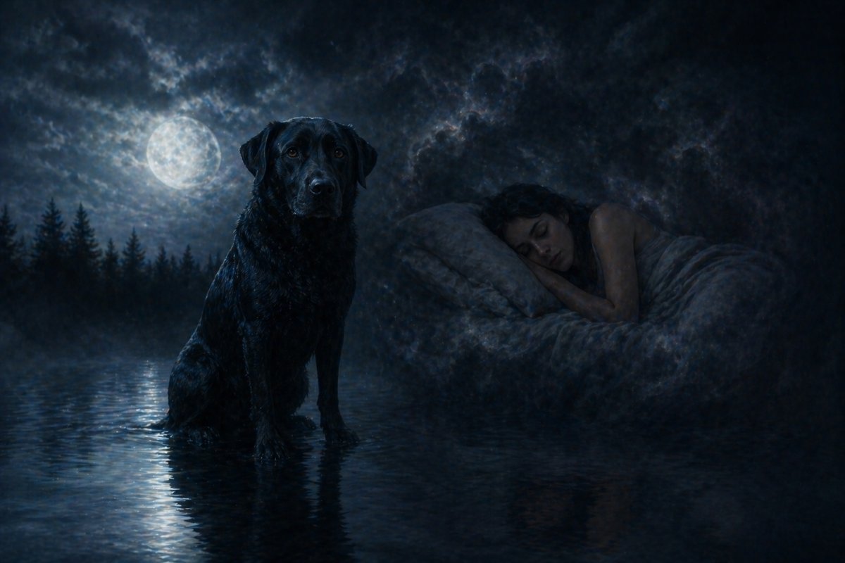 Ein schwarzer Hund im Traum