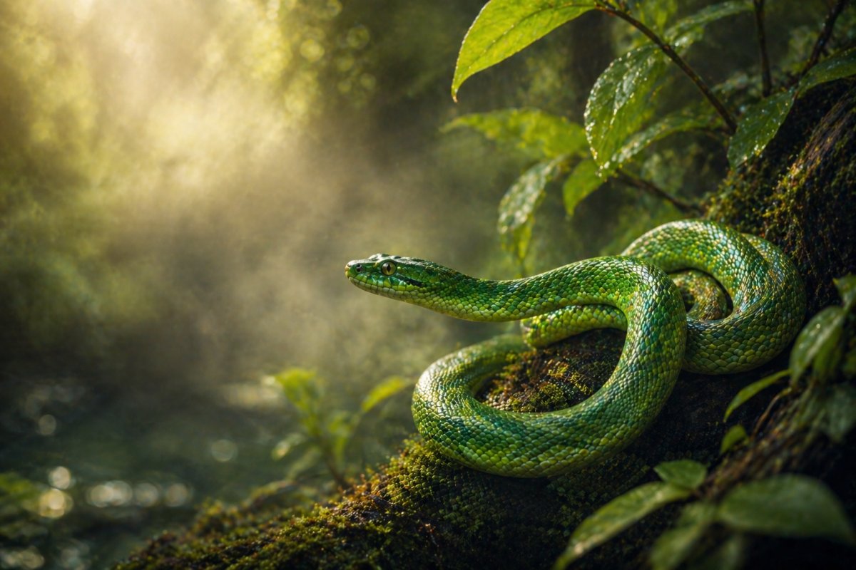 Eine gr&uuml;ne Schlange im Traum