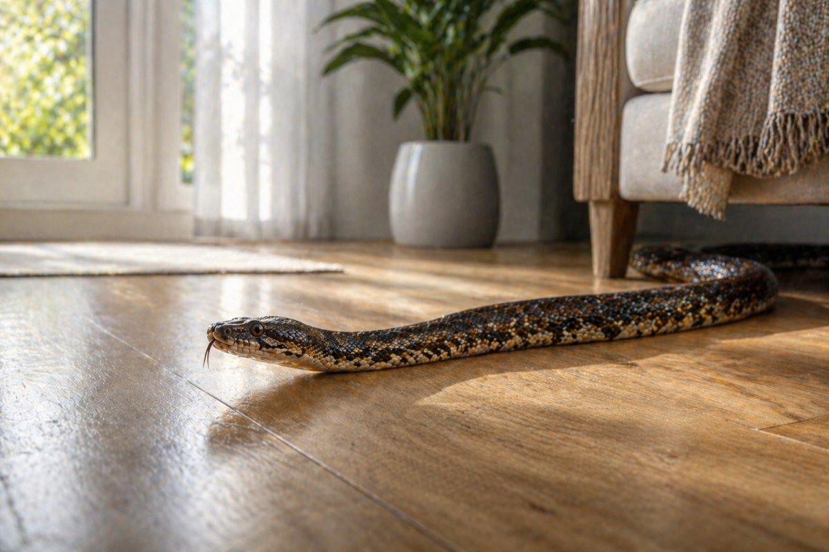 Eine Schlange im Haus sehen
