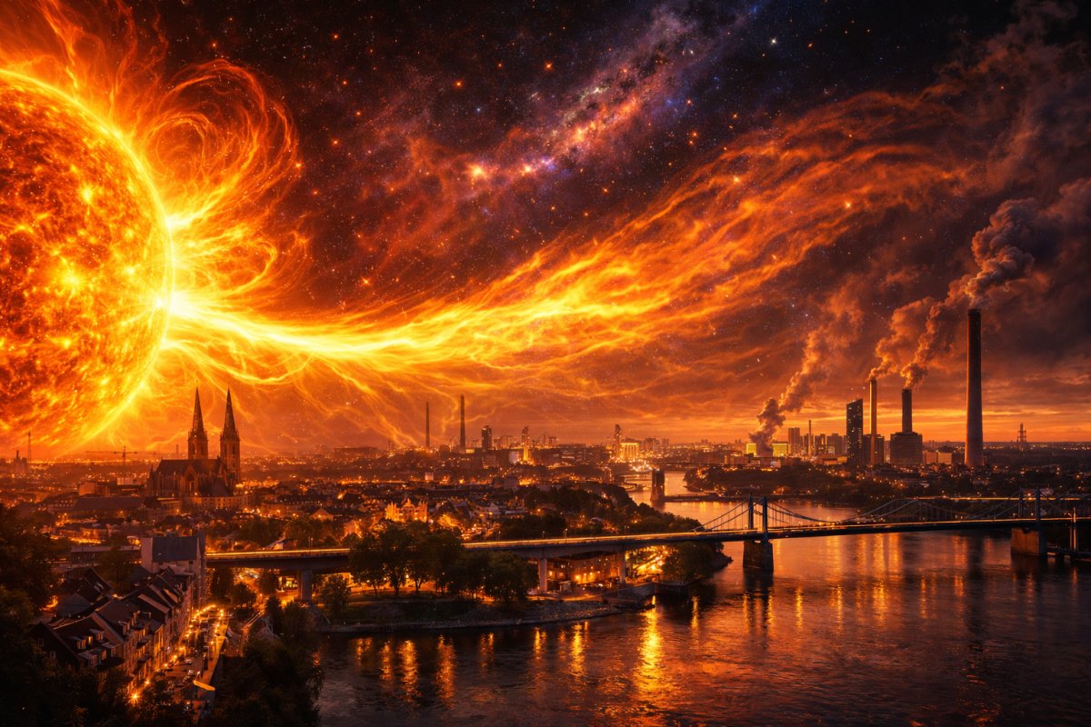 Einfl&uuml;sterungen der sonne &uuml;ber duisburg