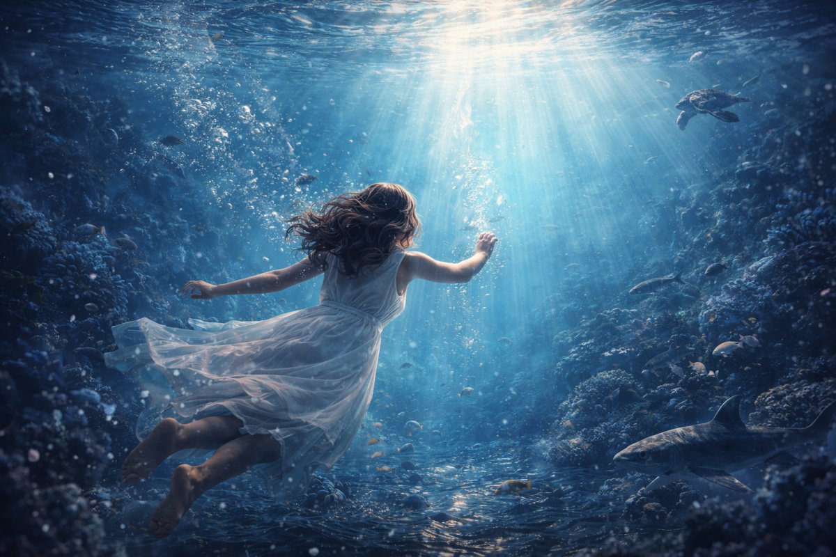 Unter Wasser sein oder tauchen