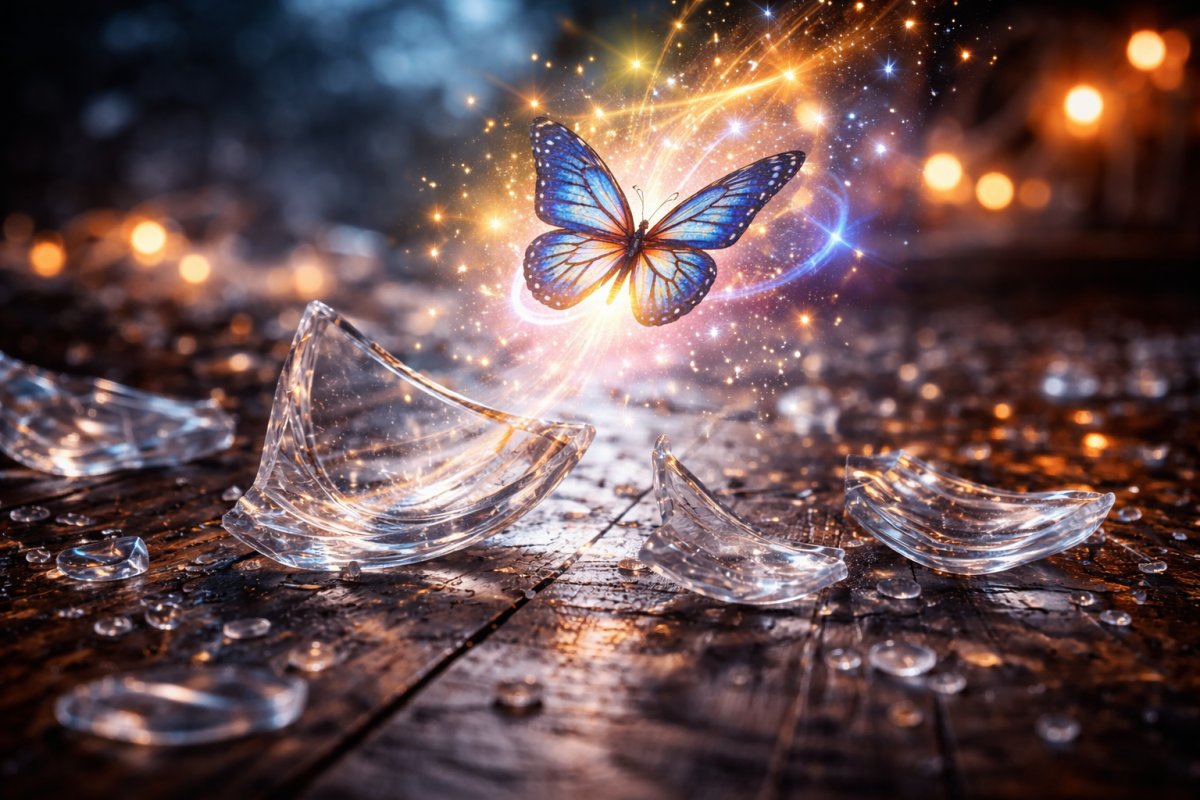 Zerbrochenes Glas als Zeichen von Ver&auml;nderung