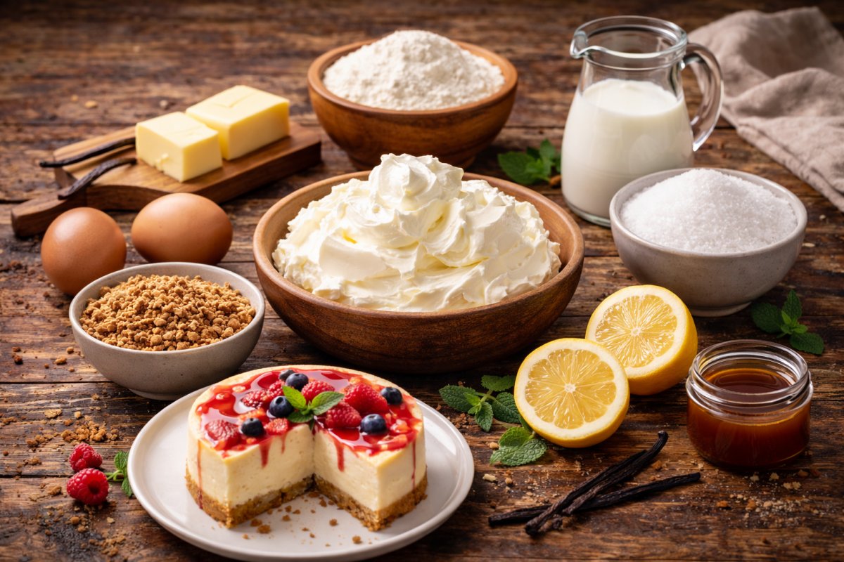 Zutaten f&uuml;r einen klassischen Cheesecake